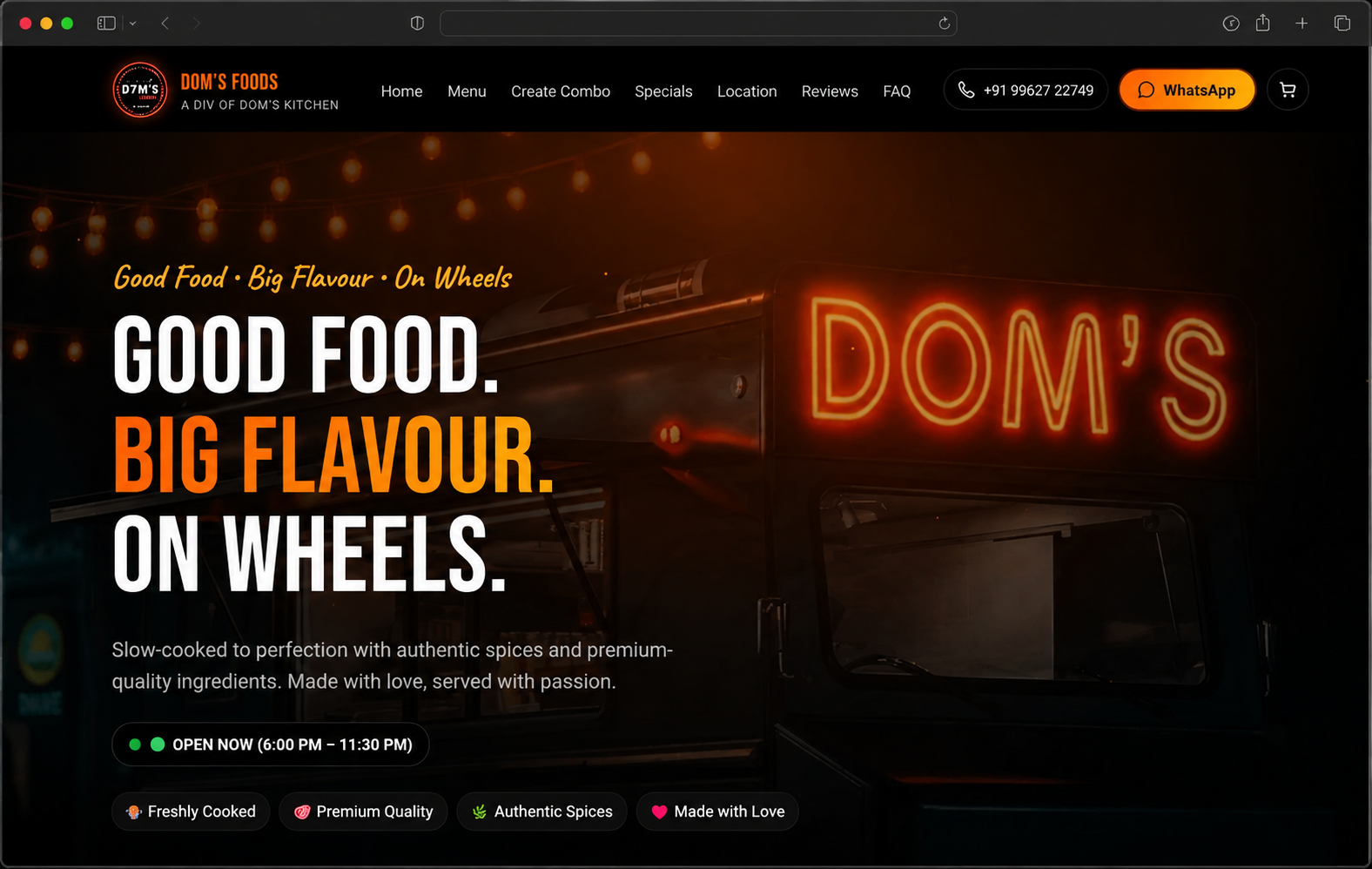 Modern Food Truck Website